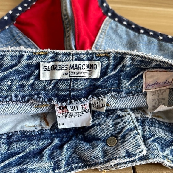 Vintage Guess Booty Jean Short Underwear Patriotic America - Picture 6 of 9